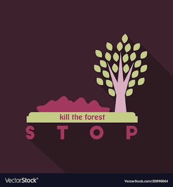 Trash under the tree and text stop kill the forest vector image