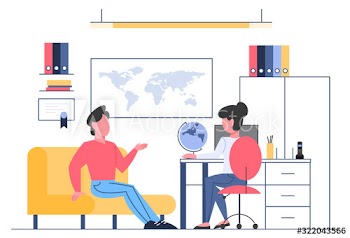 Travel agency room interior