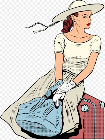 Travel, Air Travel, Woman, Cartoon, Style PNG