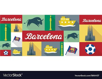 Travel and tourism icons Barcelona vector image