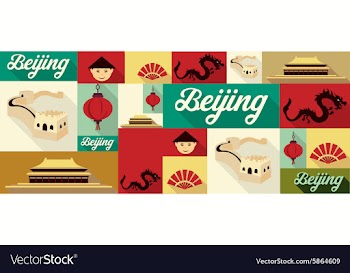 Travel and tourism icons Beijing vector image