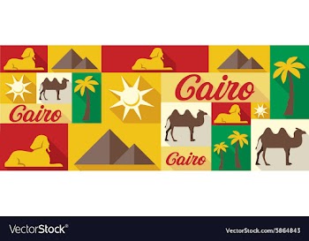 Travel and tourism icons Cairo vector image