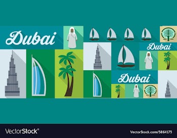 Travel and tourism icons Dubai vector image
