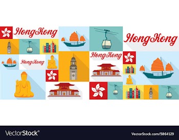 Travel and Tourism Icons Hong Kong vector image