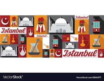 Travel and tourism icons Istanbul vector image
