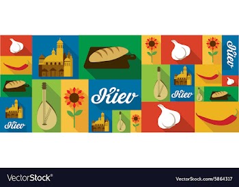 Travel and tourism icons Kiev vector image