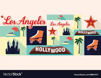 Travel and tourism icons Los Angeles vector image
