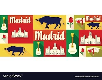 Travel and tourism icons Madrid vector image