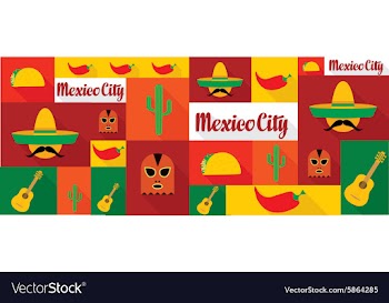 Travel and tourism icons Mexico vector image