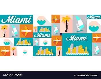 Travel and tourism icons Miami vector image