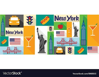 Travel and tourism icons New York vector image