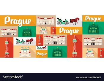 Travel and tourism icons Prague vector image