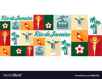 Travel and tourism icons Rio De Janeiro vector image