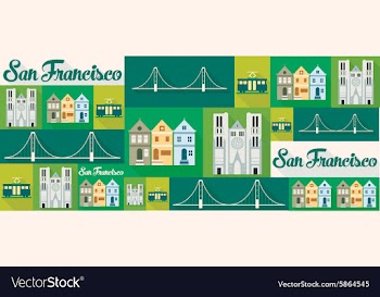 Travel and tourism icons San Francisco vector image