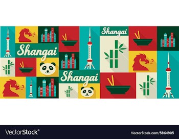 Travel and tourism icons shangai vector image