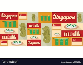 Travel and tourism icons Singapore vector image