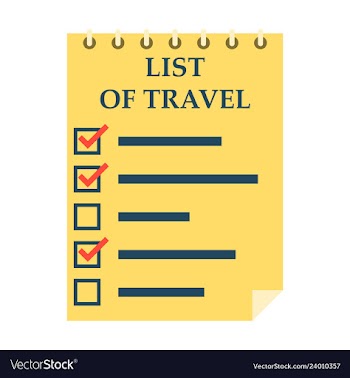 Travel checklist at white background lines with vector image