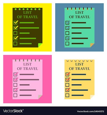 Travel checklist at white background lines with vector image