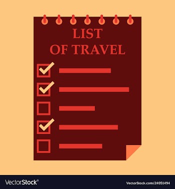Travel checklist at white background lines with vector image