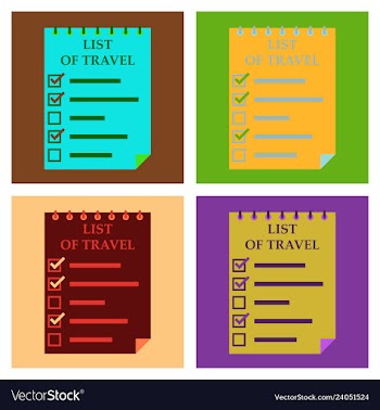 Travel checklist at white background lines with vector image