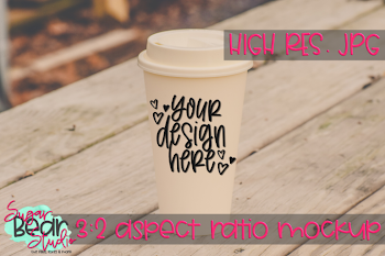 Travel Cup on a Picnic Table Mockup