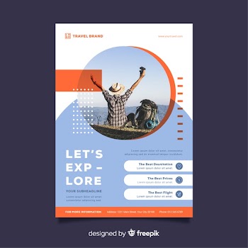 Travel flyer template with photo Free Vector