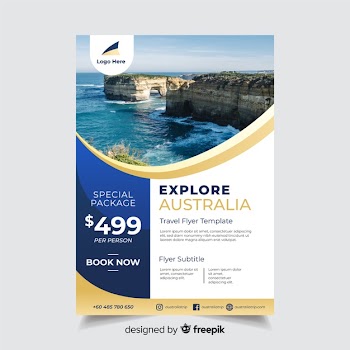 Travel flyer template with photo Free Vector