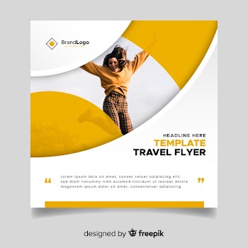 Travel flyer template with photo Free Vector