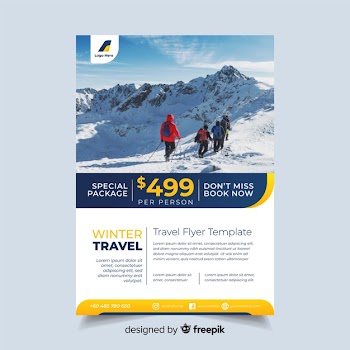 Travel flyer template with photo Free Vector