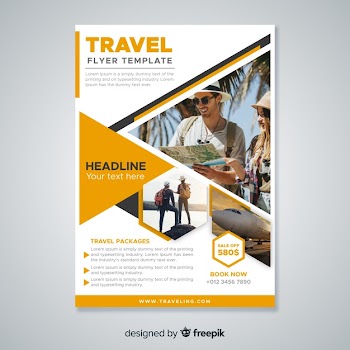 Travel flyer template with photo Free Vector