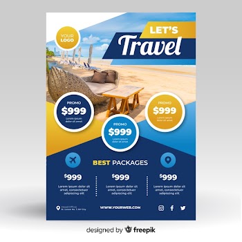Travel flyer template with photo Free Vector