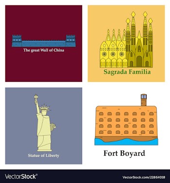 Travel journey concept famous monuments of world vector image