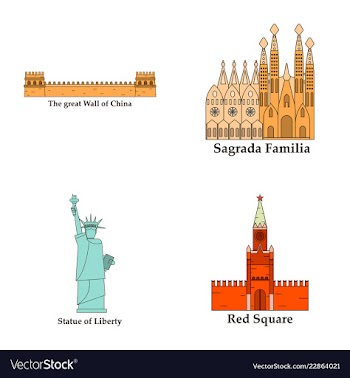 Travel journey concept famous monuments of world vector image