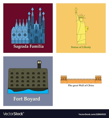 Travel journey concept famous monuments of world vector image