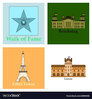 Travel journey concept famous monuments of world vector image