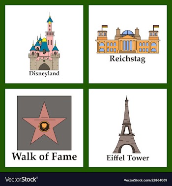 Travel journey concept famous monuments of world vector image
