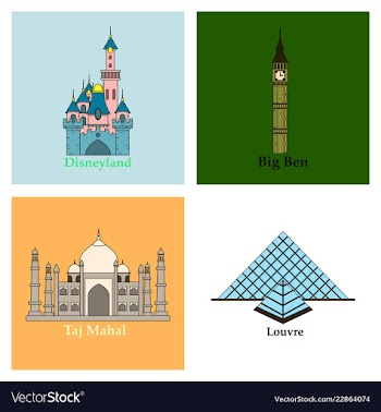 Travel journey concept famous monuments of world vector image