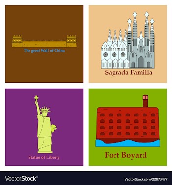 Travel journey concept famous monuments of world vector image