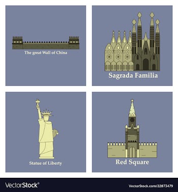 Travel journey concept famous monuments of world vector image