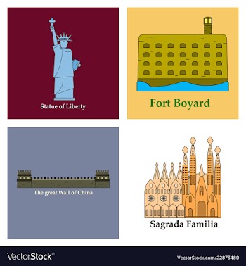 Travel journey concept famous monuments of world vector image