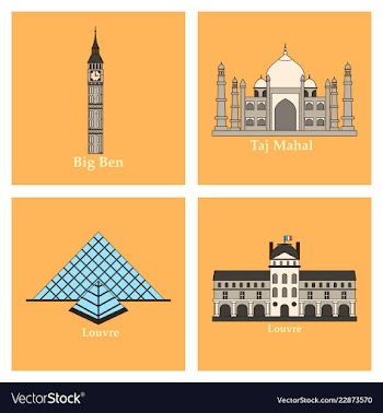 Travel journey concept famous monuments of world vector image