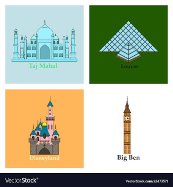 Travel journey concept famous monuments of world vector image