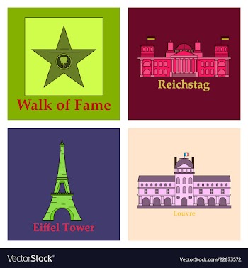 Travel journey concept famous monuments of world vector image