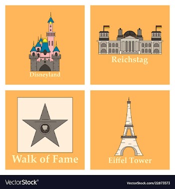 Travel journey concept famous monuments of world vector image