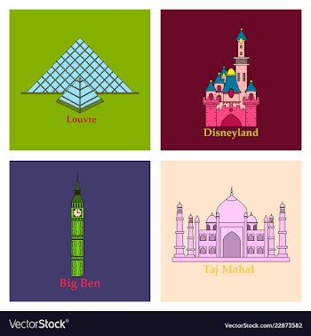 Travel journey concept famous monuments of world vector image