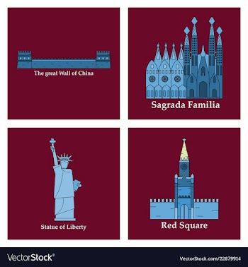 Travel journey concept famous monuments of world vector image