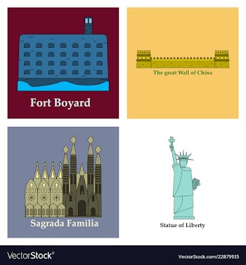 Travel journey concept famous monuments of world vector image