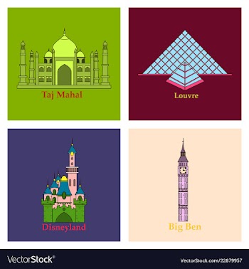 Travel journey concept famous monuments of world vector image