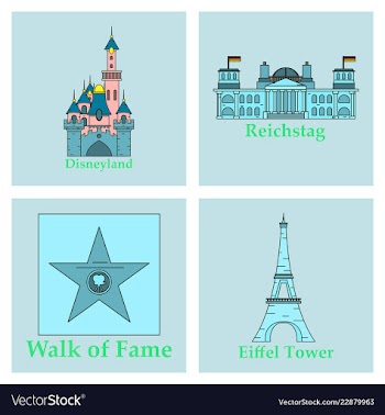 Travel journey concept famous monuments of world vector image