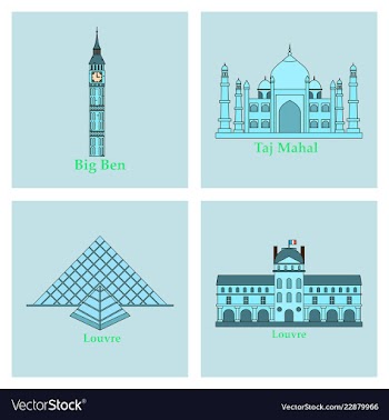 Travel journey concept famous monuments of world vector image